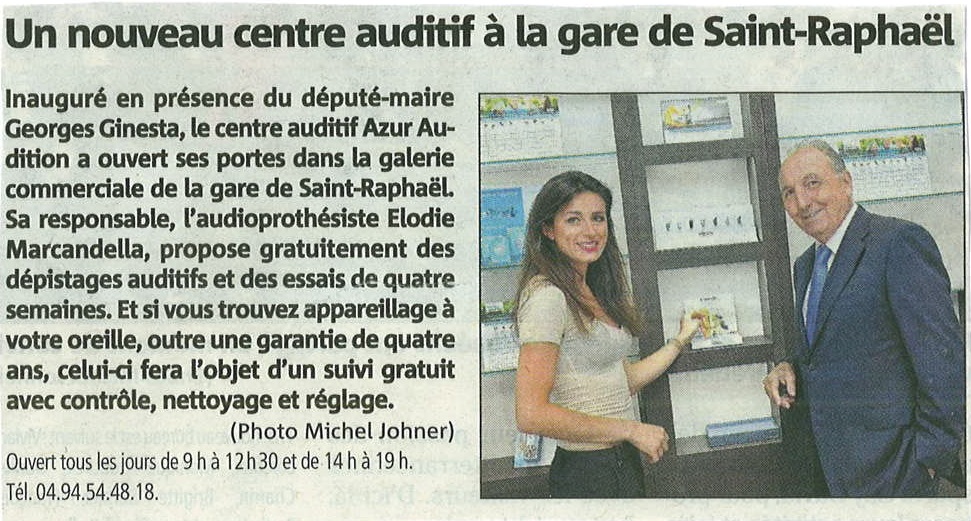 Var Matin - Juillet 2014 - Un nouveau centre auditif à la gare de Saint-Raphaël